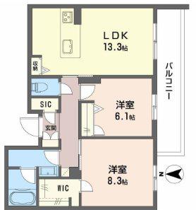 シャーメゾン門松(2LDK/3階)の間取り写真