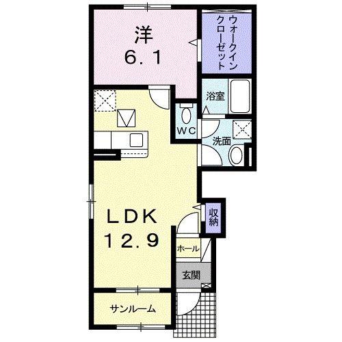 メゾンディープゴールド(1LDK/1階)の間取り写真