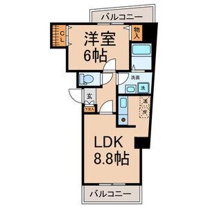 グリーン・ヒルズ(1LDK/6階)の間取り写真