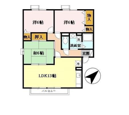 セジュール西河原(3LDK/2階)の間取り写真