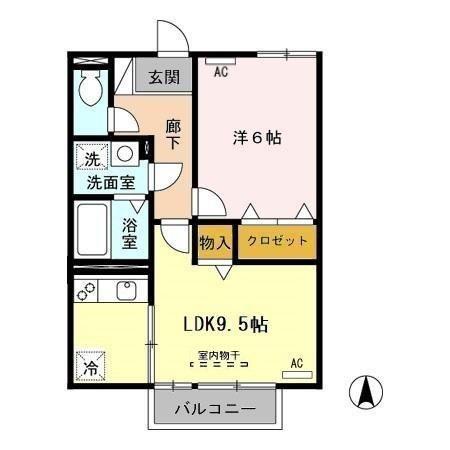 モナリエ那加(1LDK/2階)の間取り写真