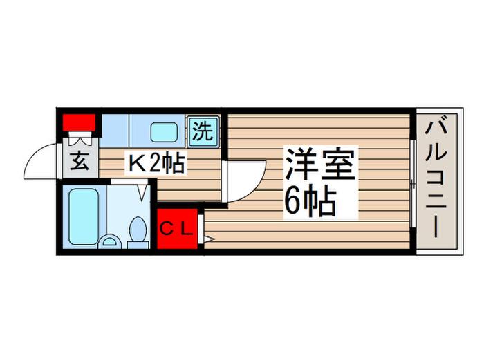 京成本線 京成大久保駅 徒歩15分 3階建 築41年(1K/3階)の間取り写真