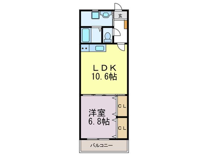 OCEANII(1LDK/4階)の間取り写真
