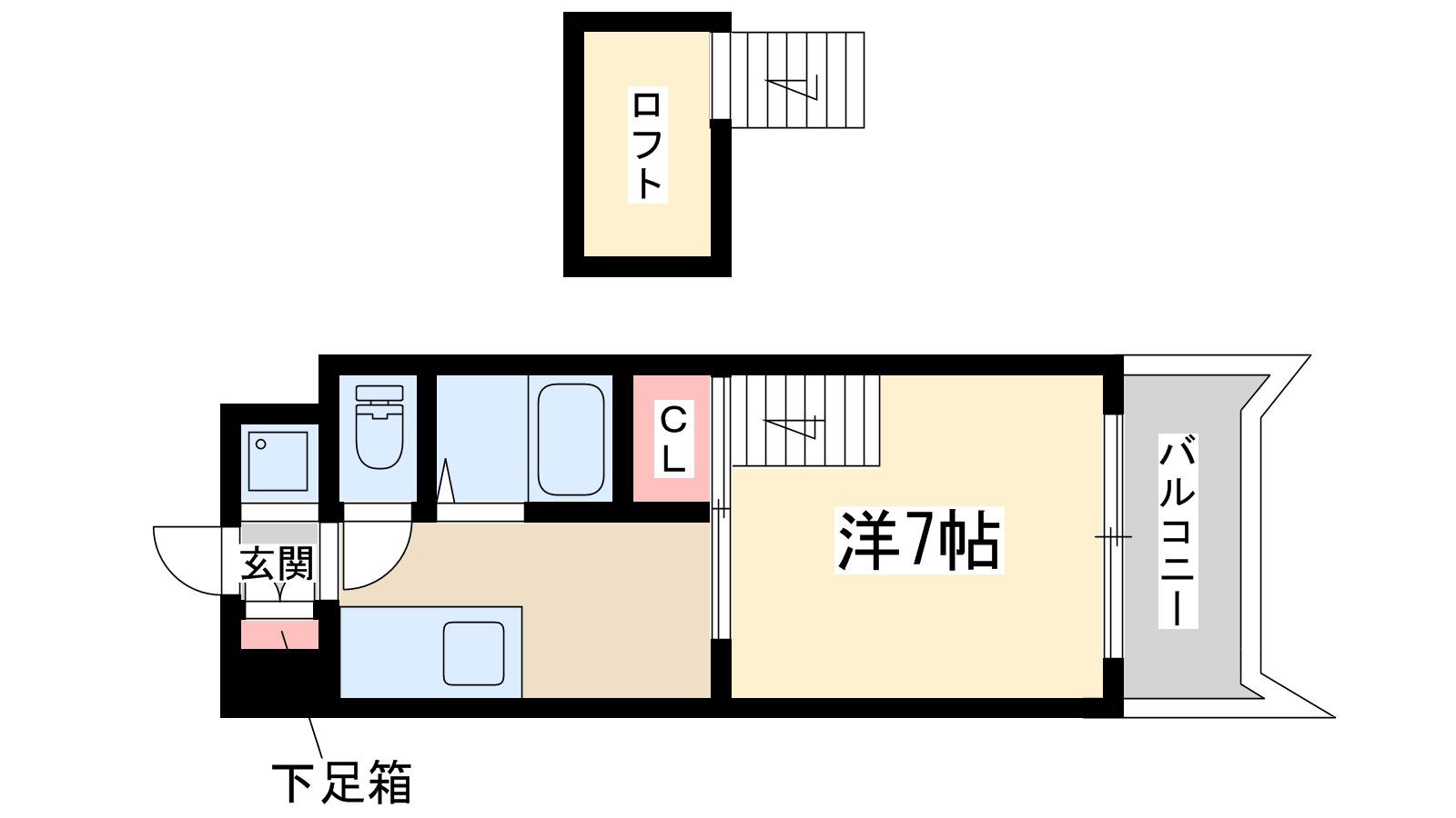 FIVE TWO(1K/6階)の間取り写真
