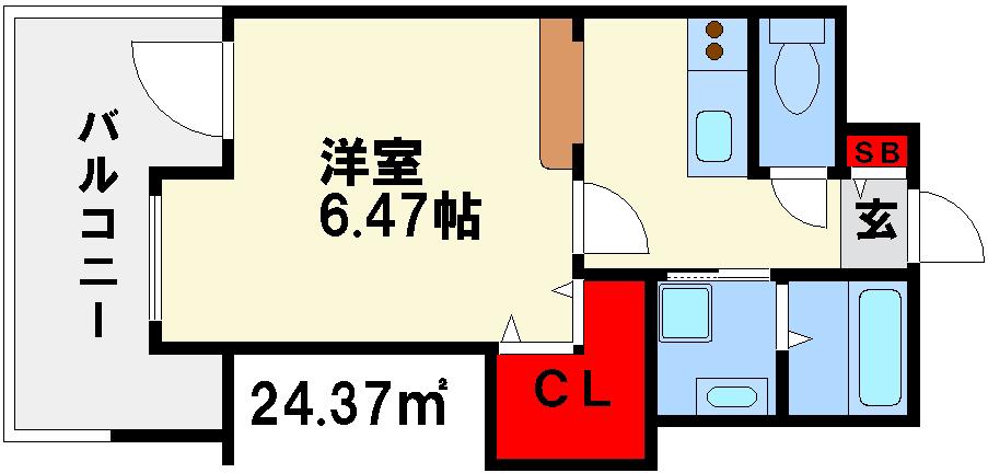 アイビースクエア(1K/8階)の間取り写真