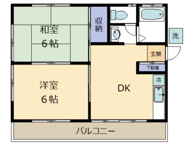 青柳ハウス(2DK/2階)の間取り写真