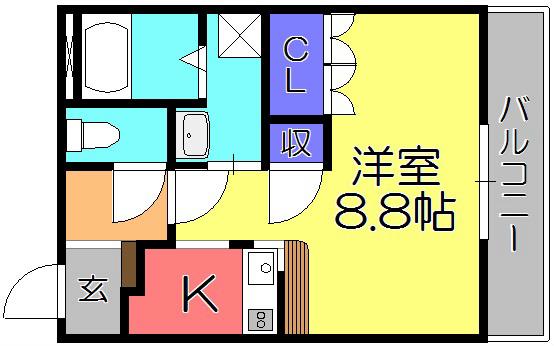 ムリノ・ア・ヴェント(1K/2階)の間取り写真