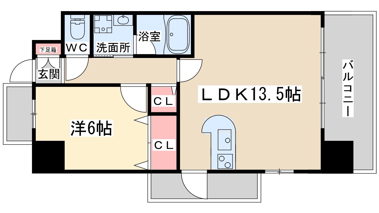ノースヴィレッジ壱番館(1LDK/9階)の間取り写真