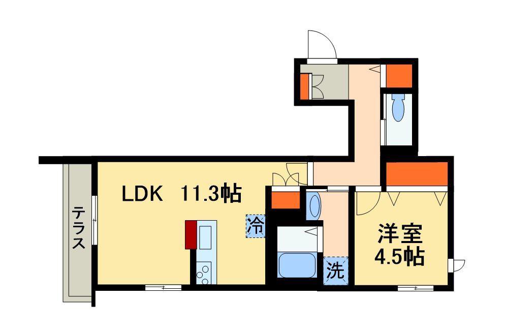 グランディール(1LDK/1階)の間取り写真