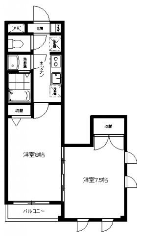 ノイエス三田8(2K/3階)の間取り写真