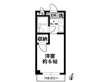 トモエレジデンス北野(1K/1階)の間取り写真