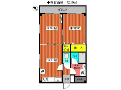 ヨシワガーデン(2DK/2階)の間取り写真