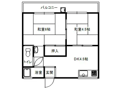メイプルハイツ(2DK/2階)の間取り写真