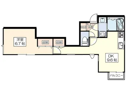 T.M.ウエスト(1DK/3階)の間取り写真
