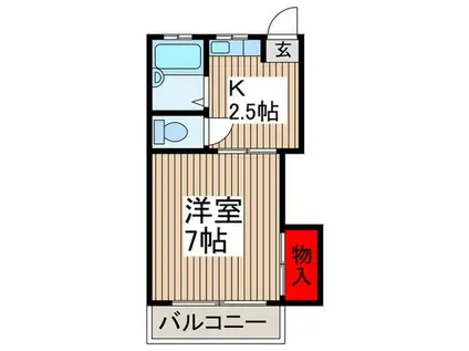 ファミール西所沢(1K/2階)の間取り写真