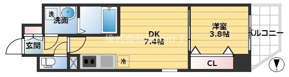 CITY PAL CREST TANIMACHI(1DK/5階)の間取り写真