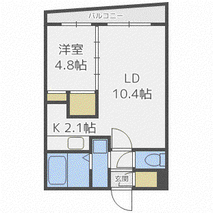 ブラスト稲穂(1LDK/3階)の間取り写真