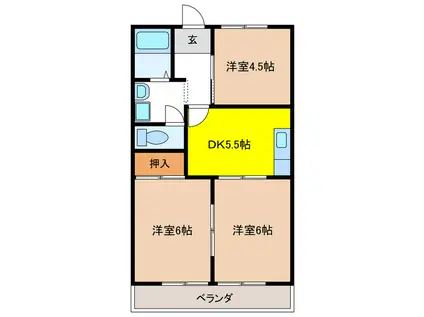 アルデアM(3DK/1階)の間取り写真