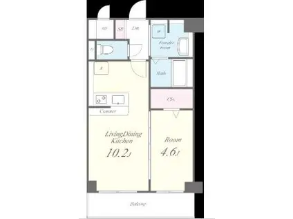 ムーンリバーJR久留米駅前(1LDK/1階)の間取り写真