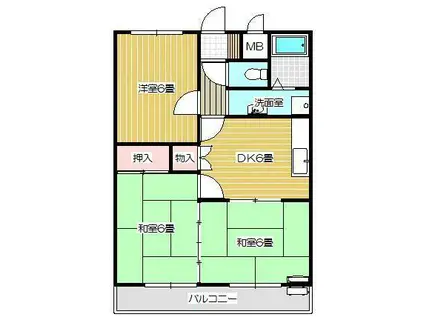 ペアパレスCHIBA(3DK/2階)の間取り写真