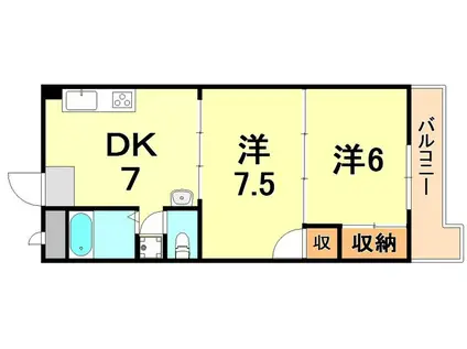 オレンジHILL・T(2DK/4階)の間取り写真