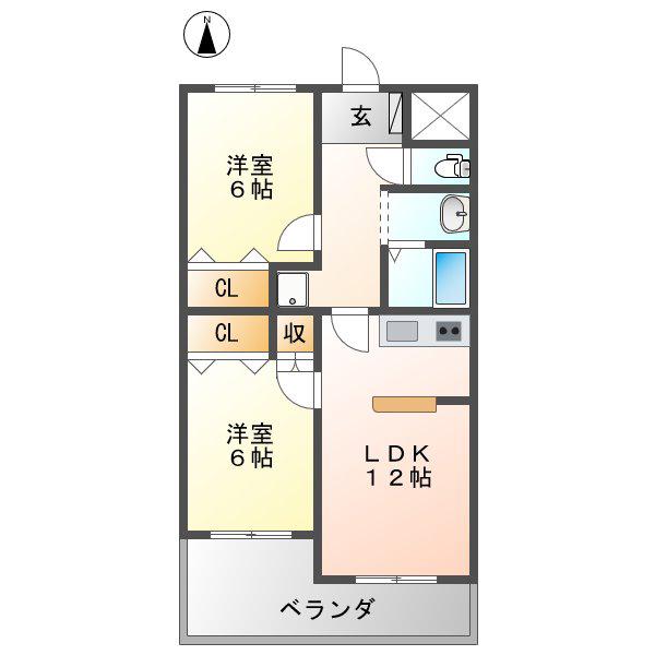 アーバンハイツ(2LDK/2階)の間取り写真