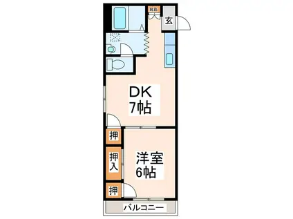 ドルフ楠(1DK/2階)の間取り写真