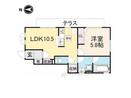 阪急京都線 西京極駅 徒歩7分 2階建 築1年(1LDK/1階)の間取り写真