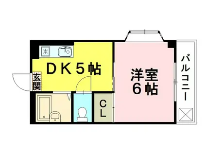 サンライズ鶴江B棟(1DK/2階)の間取り写真