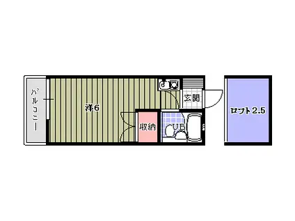 スターハイツ(ワンルーム/2階)の間取り写真