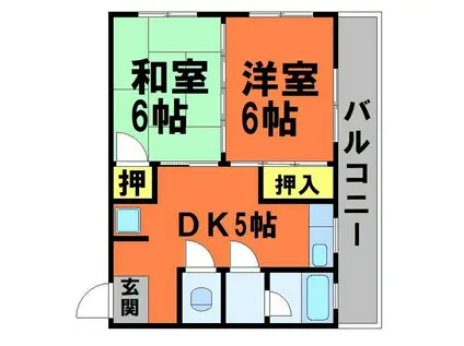藤井第一ビル(2DK/2階)の間取り写真