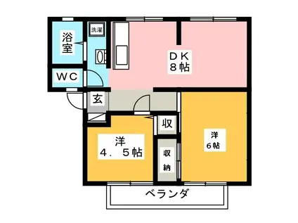 サンビレッジ長良I A棟(2DK/1階)の間取り写真