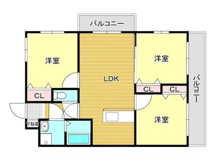 アベニールKAI(3LDK/2階)の間取り写真