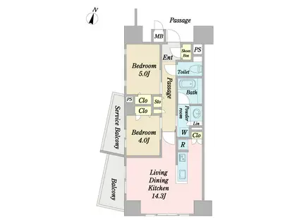 プレミスト奥武山公園(2LDK/13階)の間取り写真