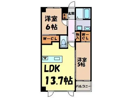 LE・ECLAT(2LDK/2階)の間取り写真