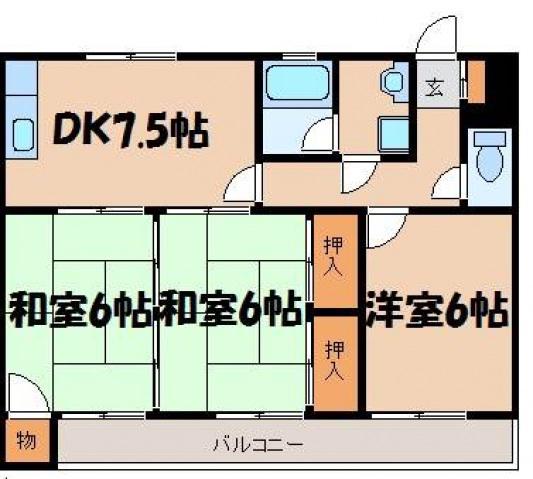 コーポいしず(3DK/3階)の間取り写真