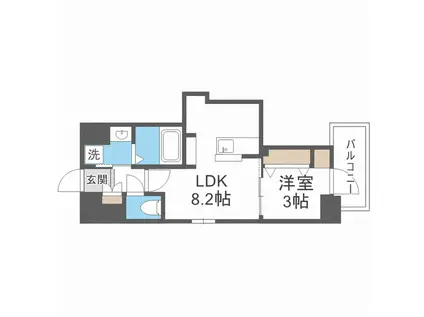 ライフプラン赤坂(1LDK/7階)の間取り写真