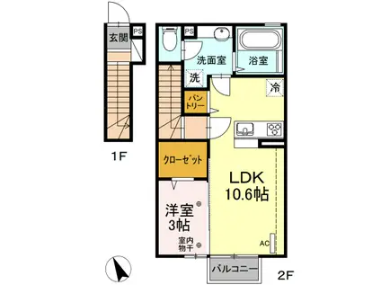D-ROOM横塚(1LDK/2階)の間取り写真