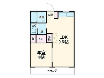 シャルム赤坂(1LDK/2階)の間取り写真