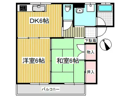 メゾン水主町(2DK/2階)の間取り写真