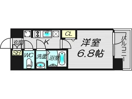 プレサンス大国町アドロッソ(1K/14階)の間取り写真