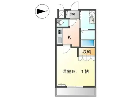 パームヒルズ(1K/2階)の間取り写真