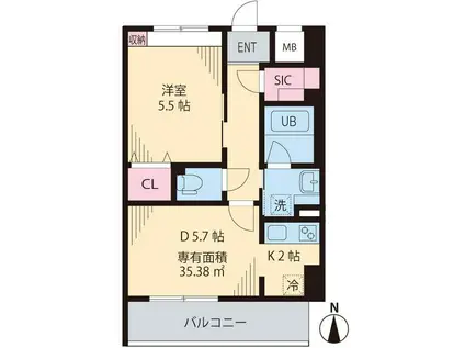 グリーンリーフ西早稲田(1DK/3階)の間取り写真