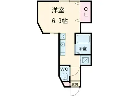 UVAS三軒茶屋(ワンルーム/1階)の間取り写真