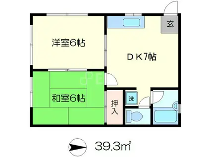 ロイヤルコーポ三宅(2DK/2階)の間取り写真