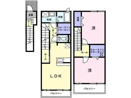 ヒルトップ(2LDK/2階)の間取り写真