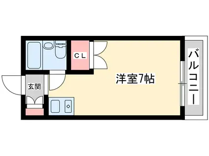 藤井三国マンション(ワンルーム/2階)の間取り写真