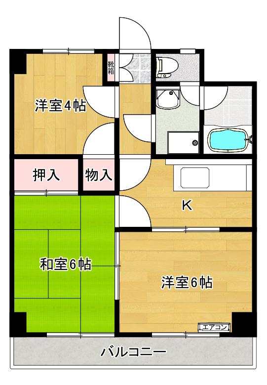 第二小徳ビル(3K/2階)の間取り写真