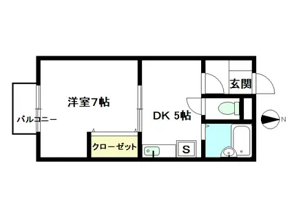マキシマ12(1DK/2階)の間取り写真