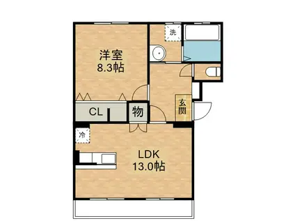 アーバンサウスII(1LDK/3階)の間取り写真